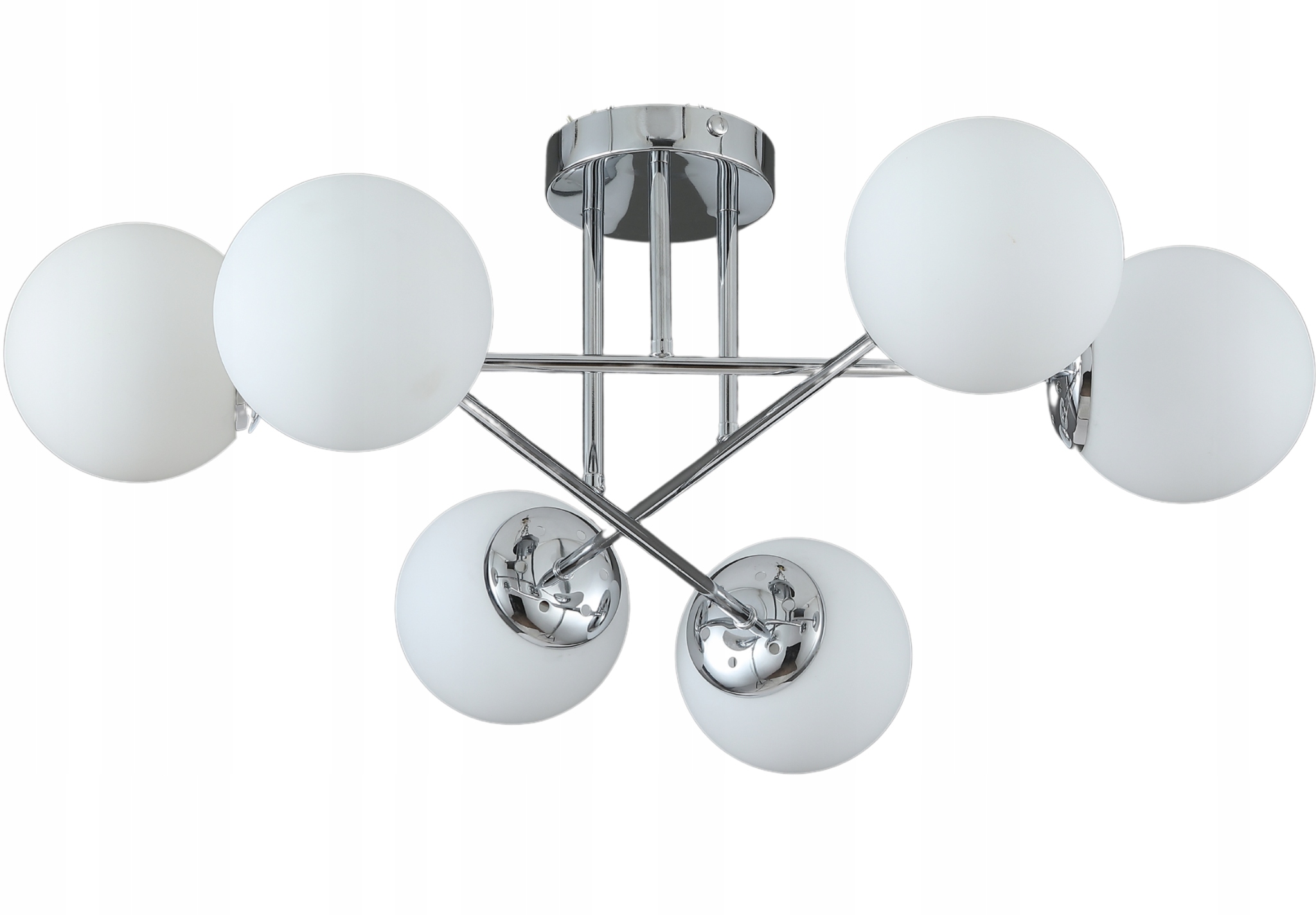 Lampa Wisząca Sufitowa Żyrandol Kule chrom Nowoczesna Led mleczna plafon