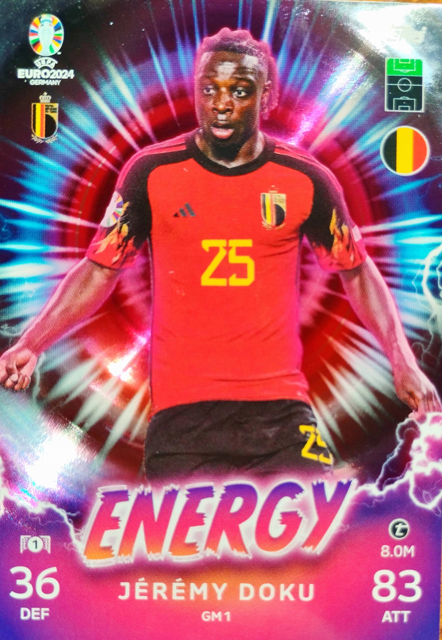 EURO 2024 TOPPS MATCH ATTAX ENERGY GM 1 JEREMY DOKU