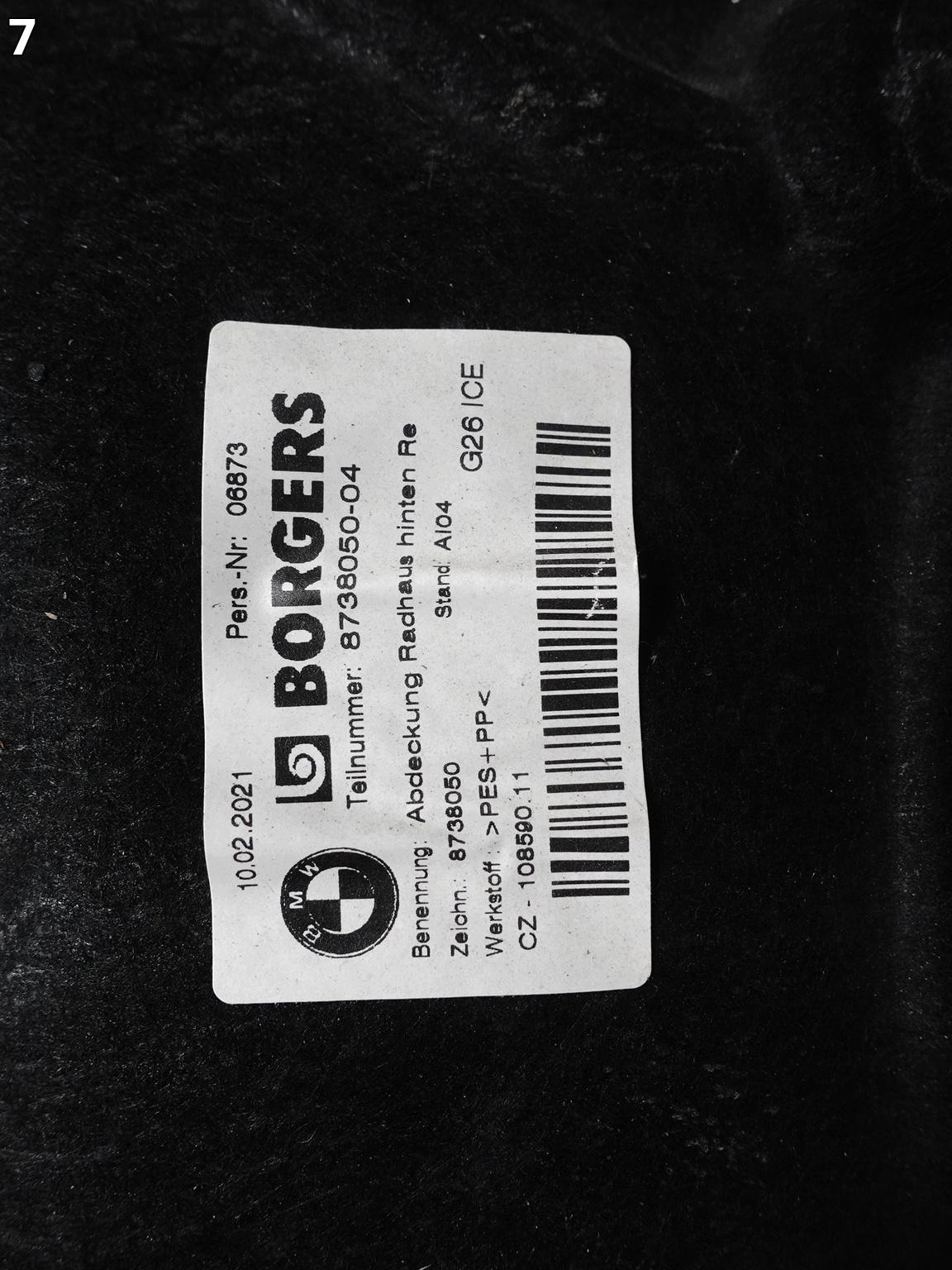 BMW 4 G26 GRAN COUPE ICE 21- mudguard side cover WNEKI wheels rear part right