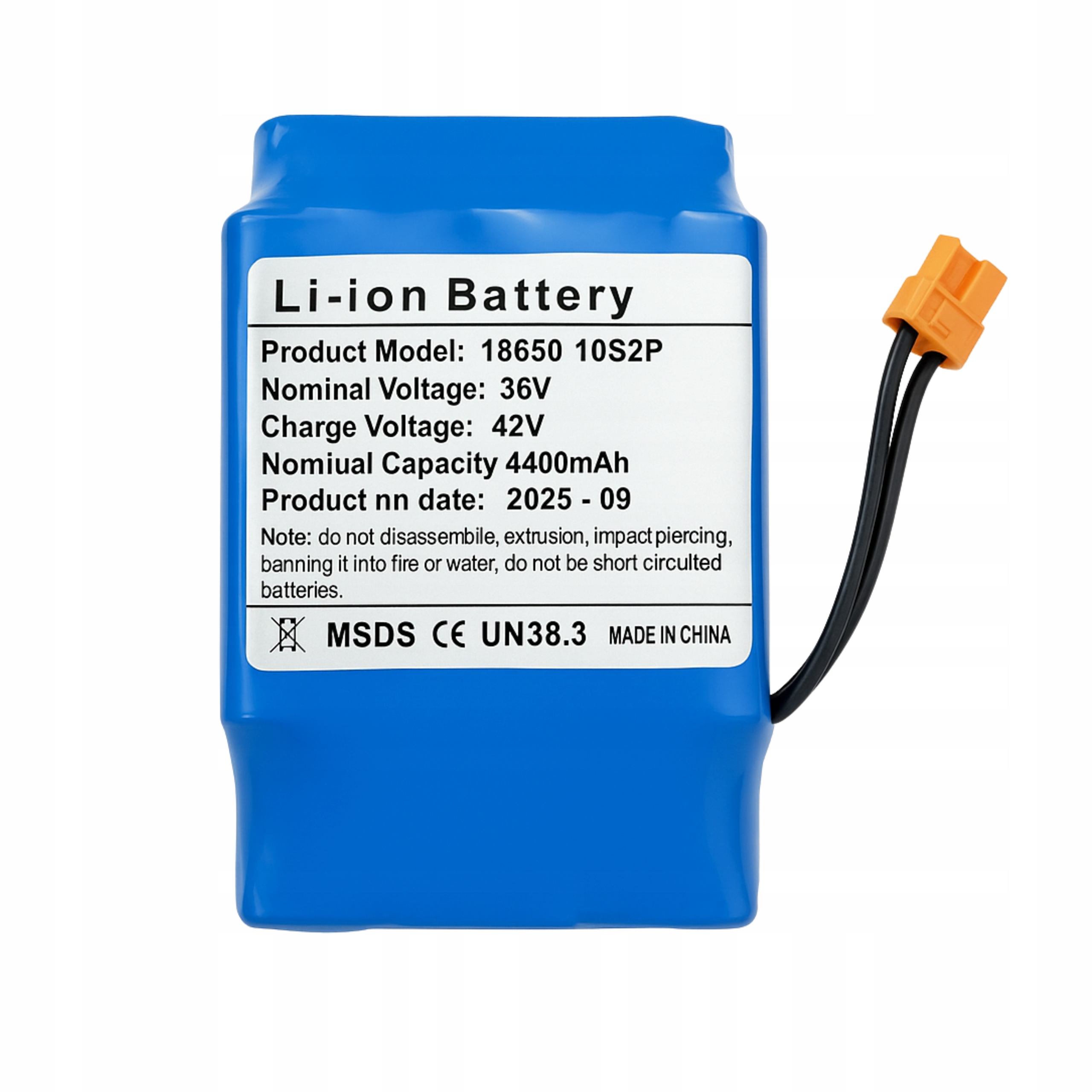 Akumulátor 36V 4 4Ah pro elektrický skateboard 10S2P s Bms pro prkno