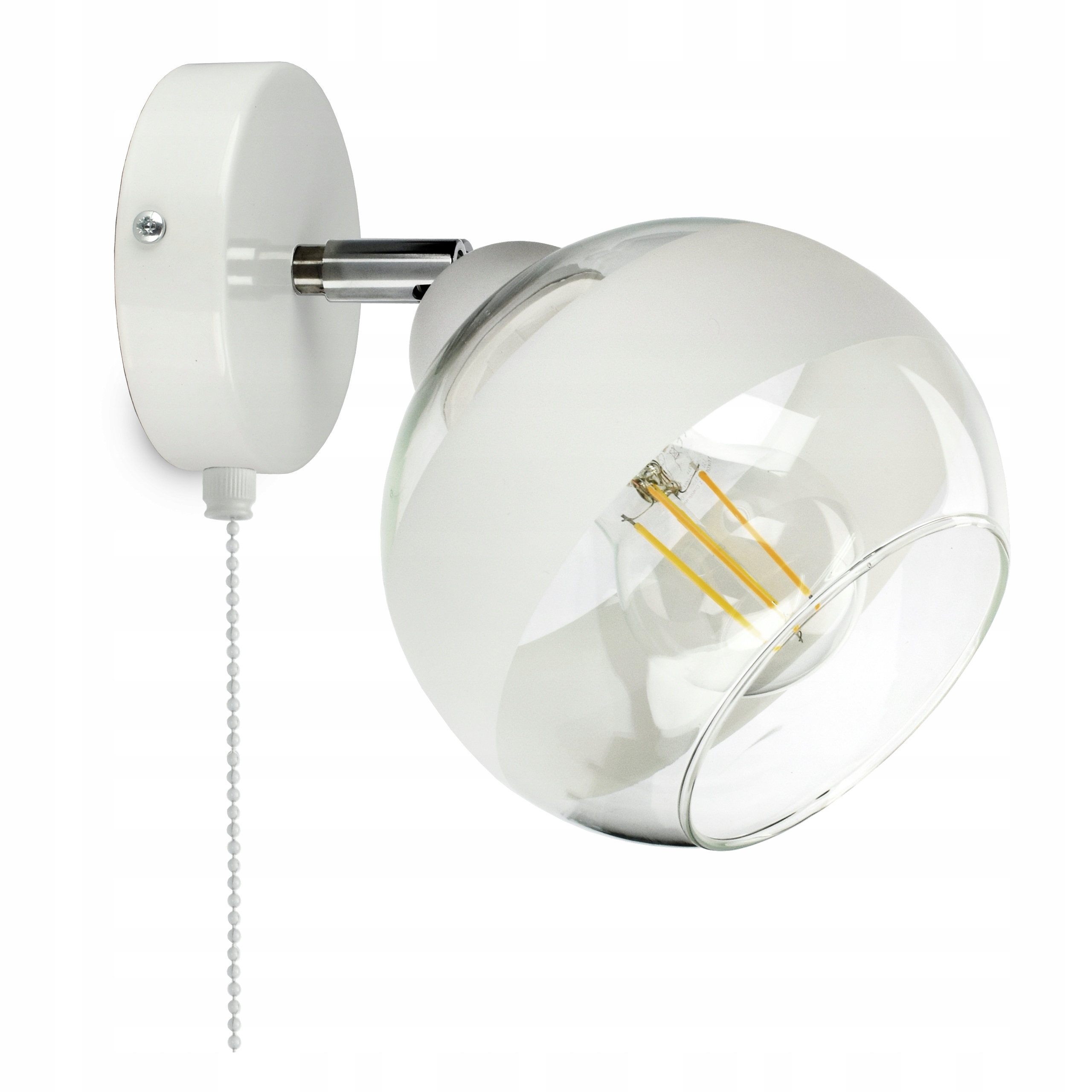 Lampa Ścienna Kinkiet Biały Szklana Kula White Belt KGW1 Led E27