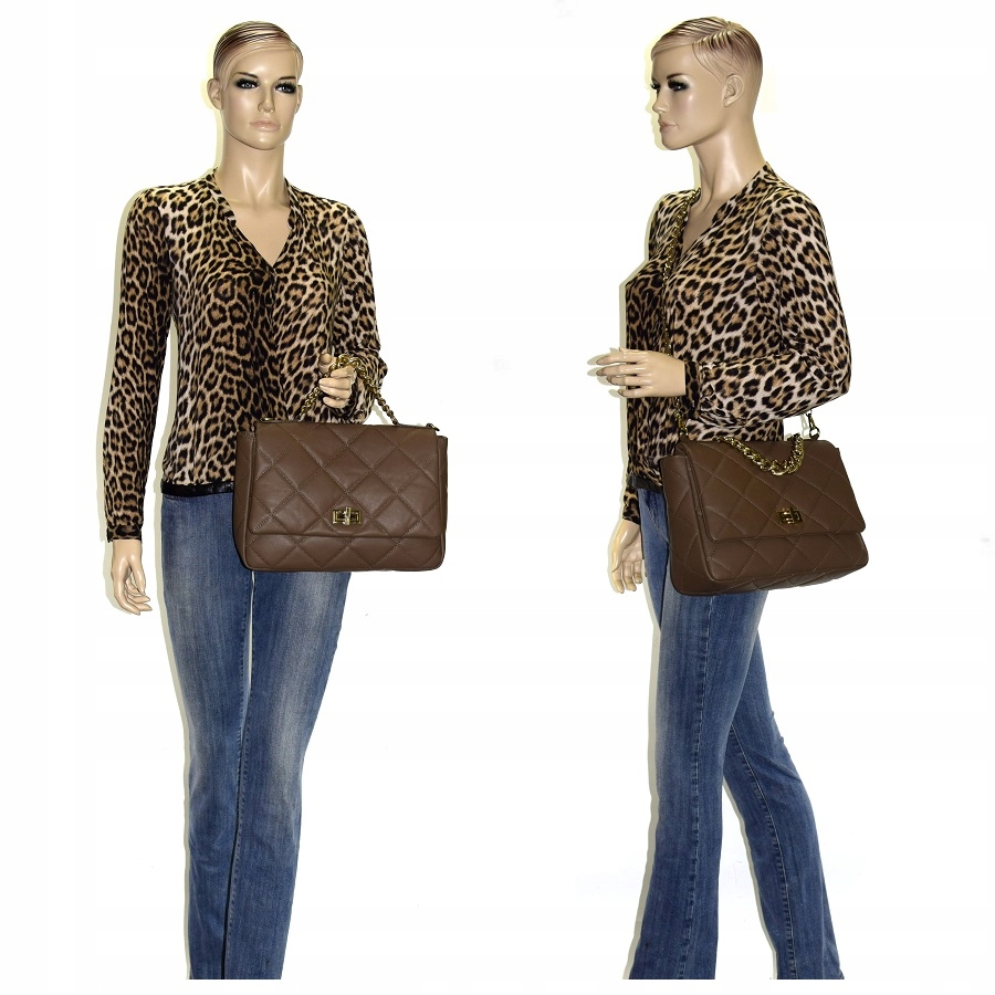 WŁOSKA TOREBKA SKÓRA PIKOWANA SZMARAGD XXL 480Y Płeć kobieta