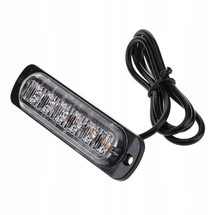 4SZT LAMPY OSTRZEGAWCZE 6 LED WODOODPORNY STROBOSKOP POMOC LAWETA DC 12-24V Kolor pomarańczowy