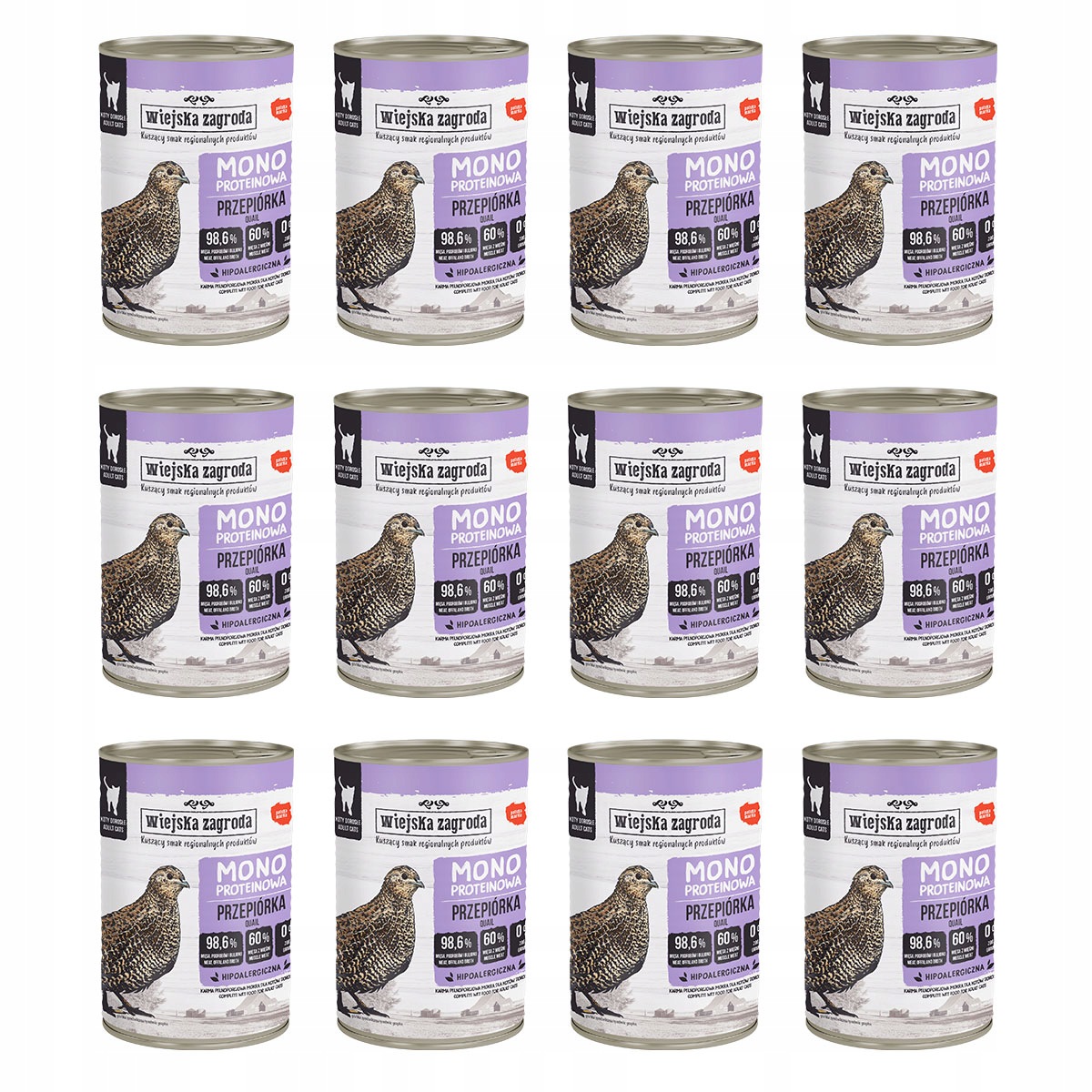 Wiejska Zagroda Monoproteinowa dla Kota Przepiórka 12 x 400g