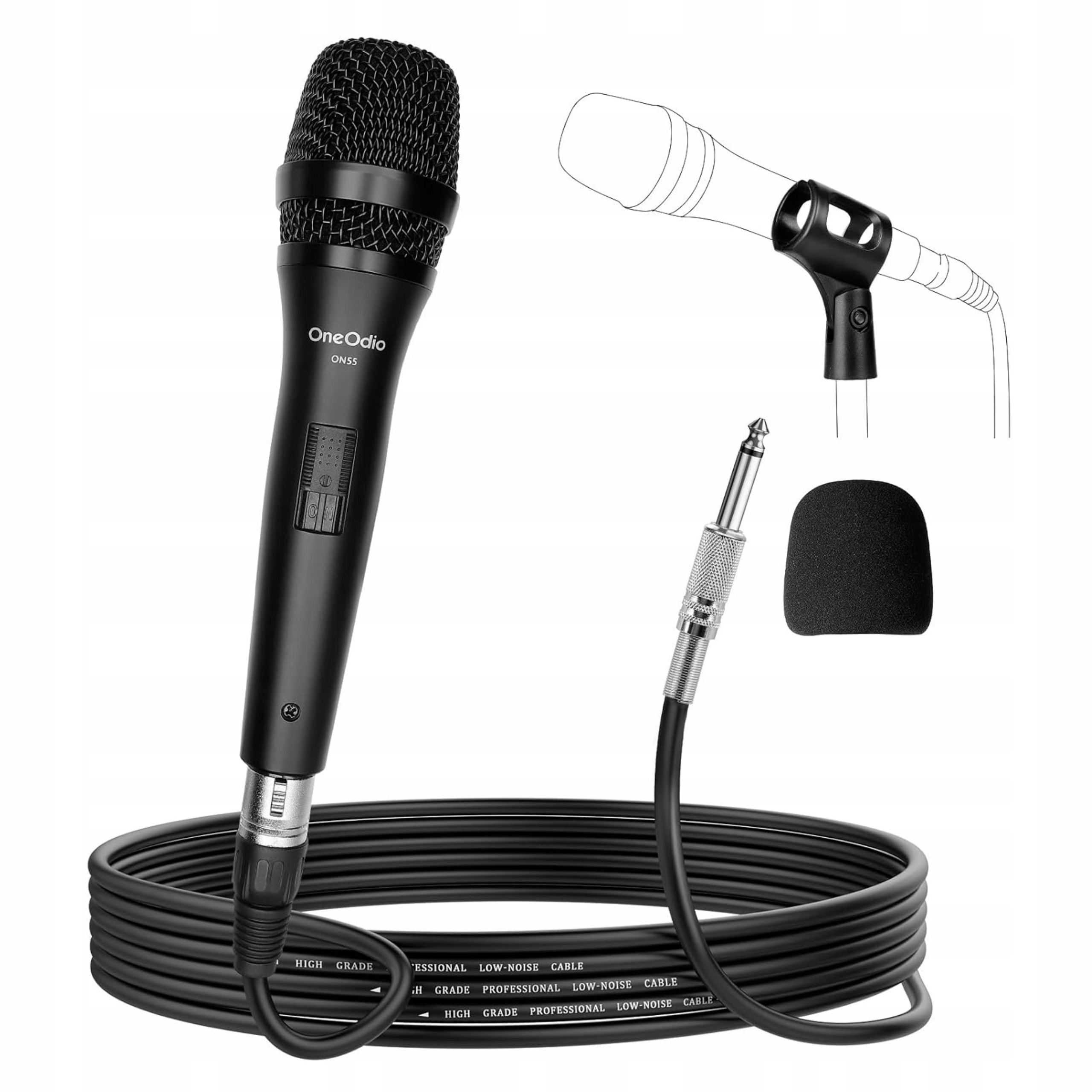 Karaoke dynamický mikrofon, kardioidní, kabel 5 m Xlr, kovový, ruční