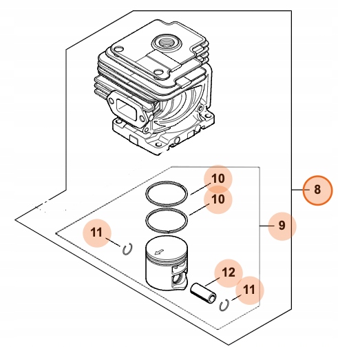 Nd Stihl Valec s piestom 38mm pre krovinorez Fs 235, Fr 235, 4151 020 1200