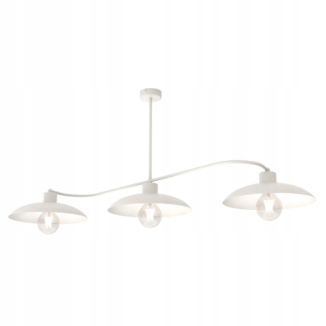 Trojitá industriálna biela stropná lampa do jedálne a obývačky 113 cm Emibig