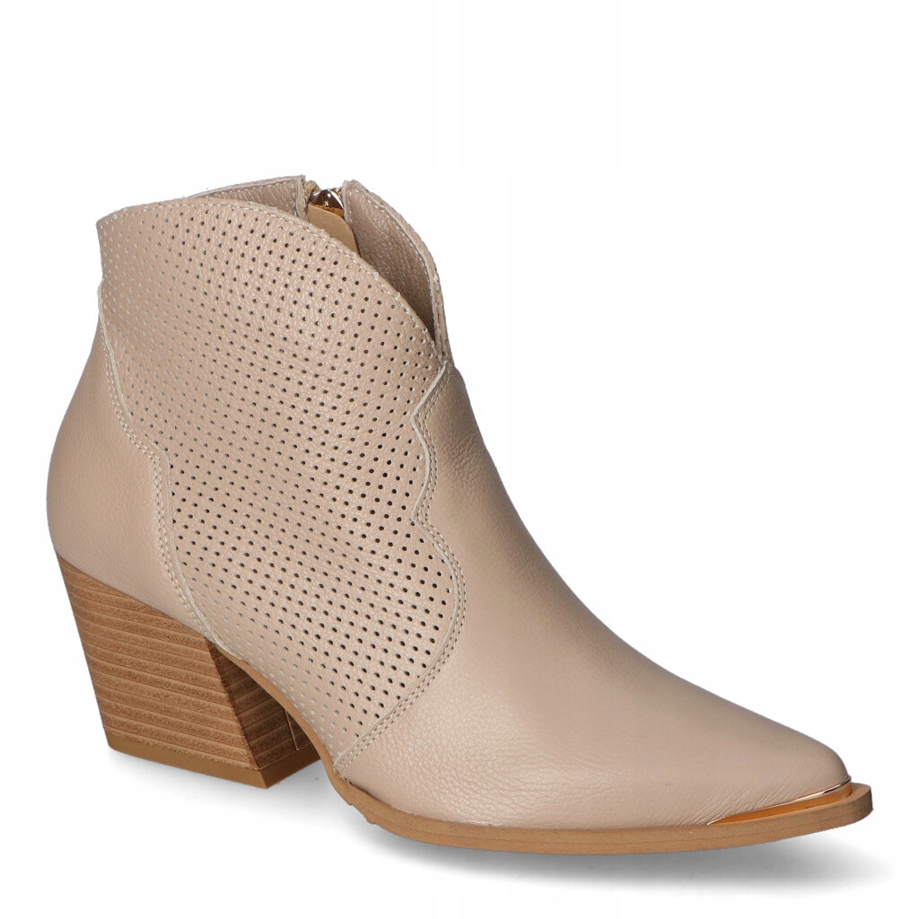 Dámské Kotníkové Boty Gamis Béžové Lico Kožené Perforované 38