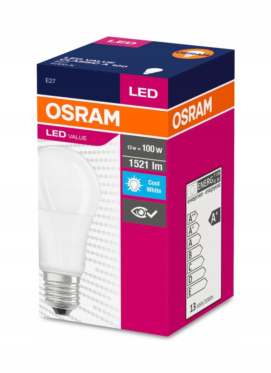 

Żarówka Led E27 13W Value A60 1521lm 4000K