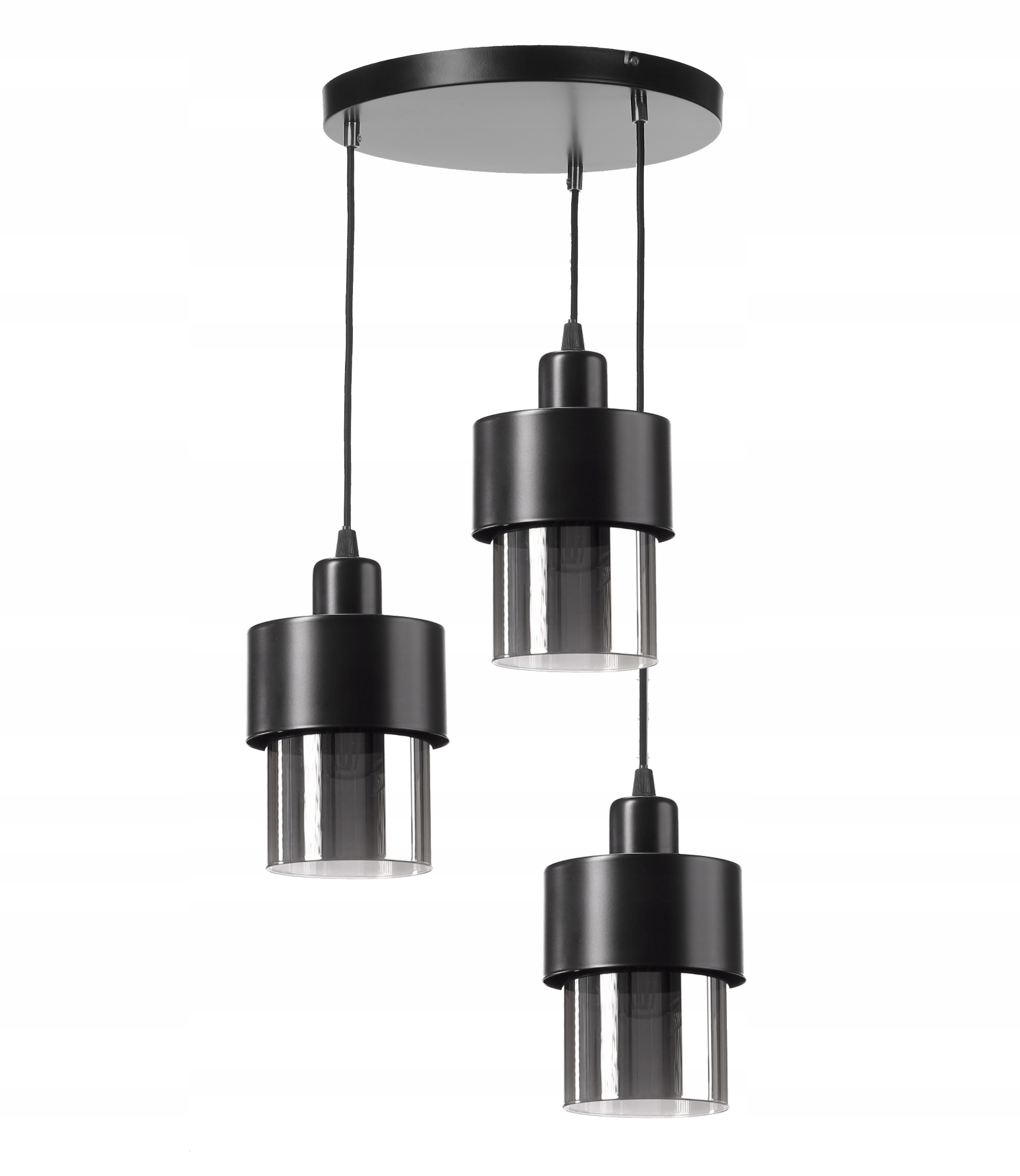 

Lampa Wisząca Sufitowa Metal Szklana Tuba Led E27