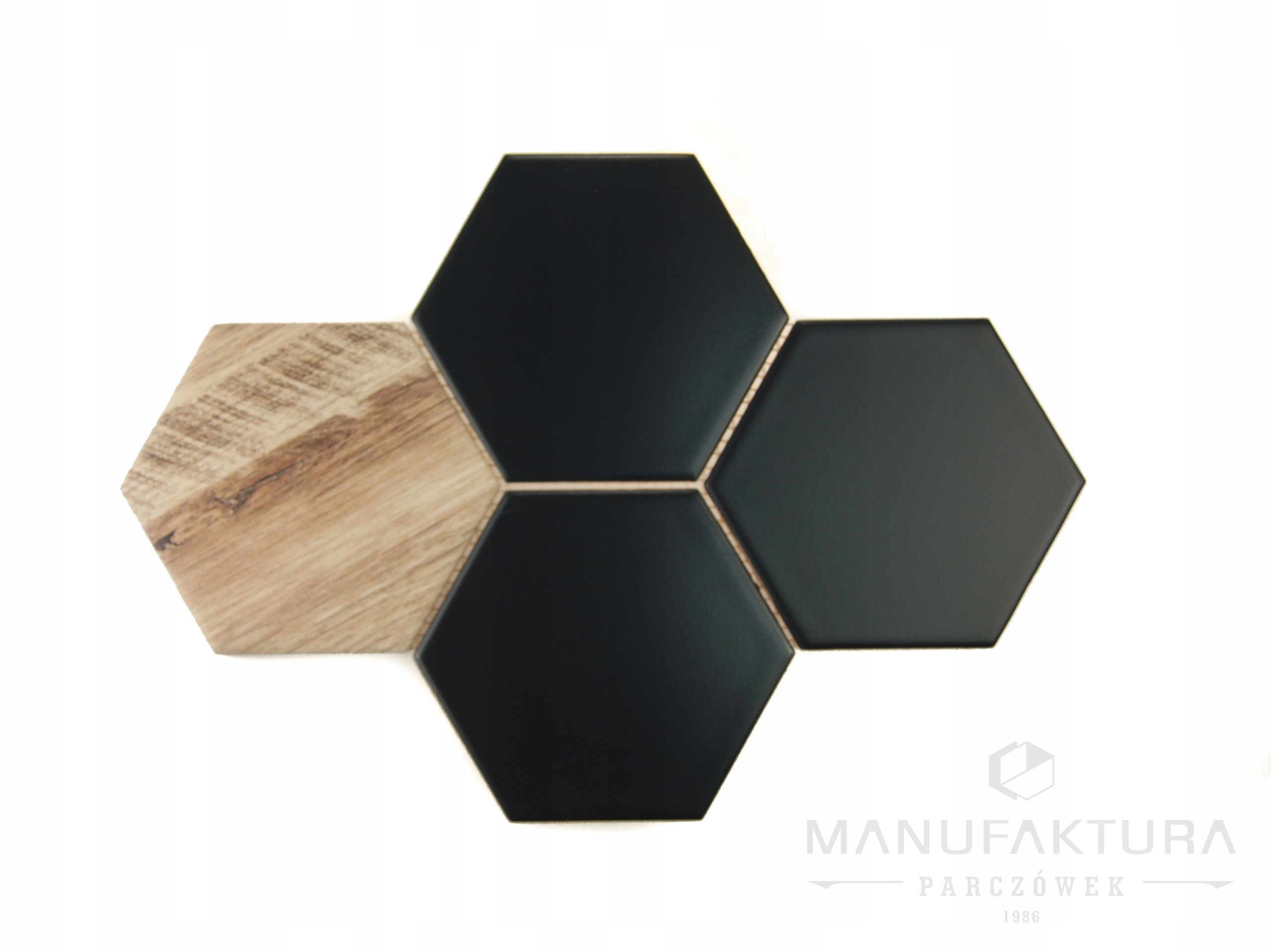Mozaika ceramiczna heksagon wood black