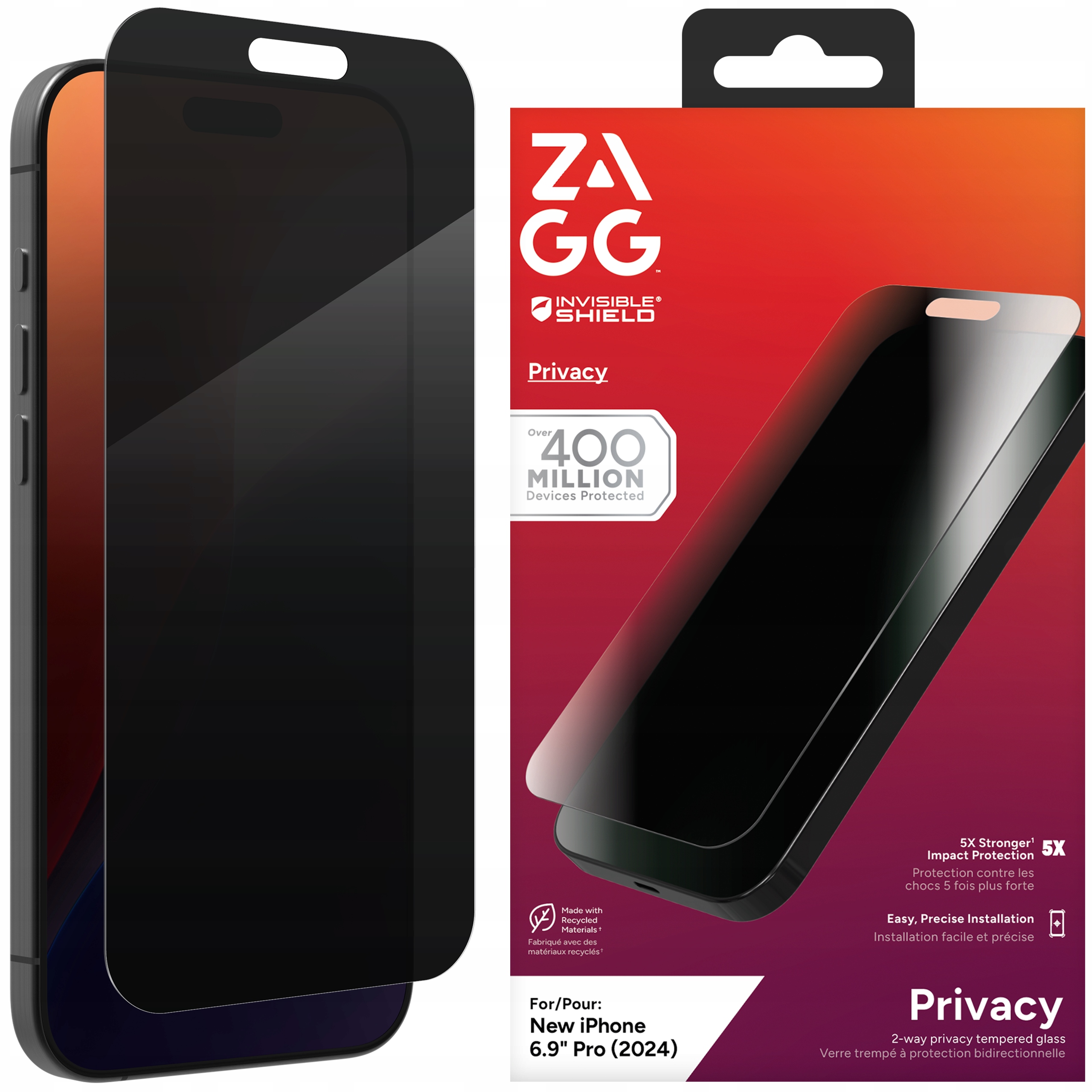 Zagg Elite Privacy Sklo S Privátním Filtrem na displej pro iPhone 16 Pro Max