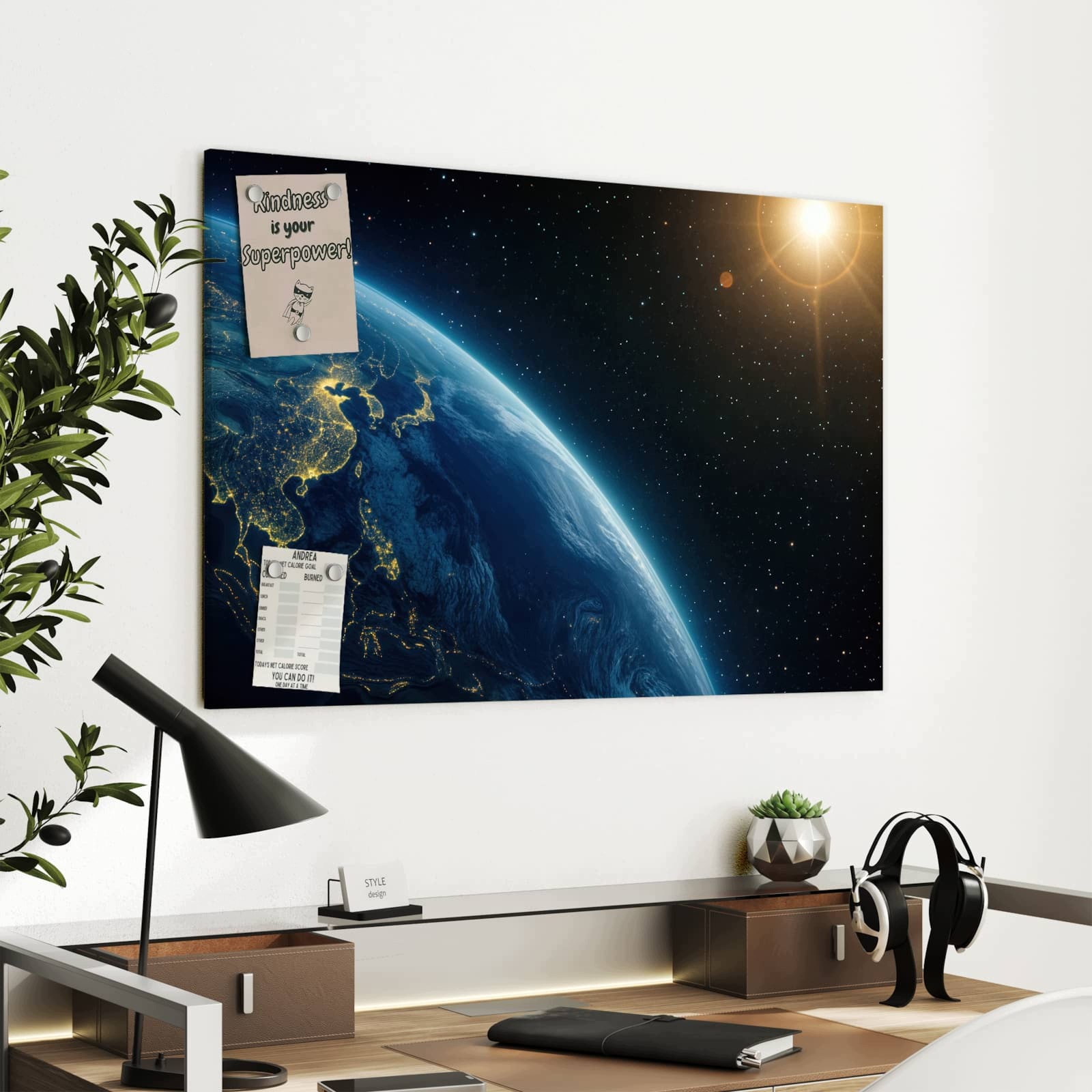 Magnetická tabule Země Noc 90 × 60 cm