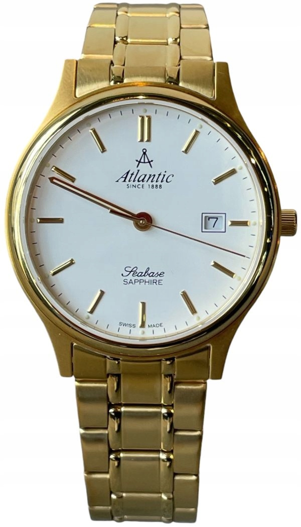 Zlaté Švýcarské Hodinky Atlantic 60348.45.11 Seabase Safírové Sklo Zlaté Krabička