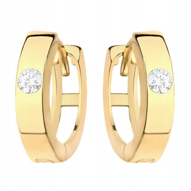 Zlaté Náušnice pr. 585 Kolečka Kola se Zirkony 14k