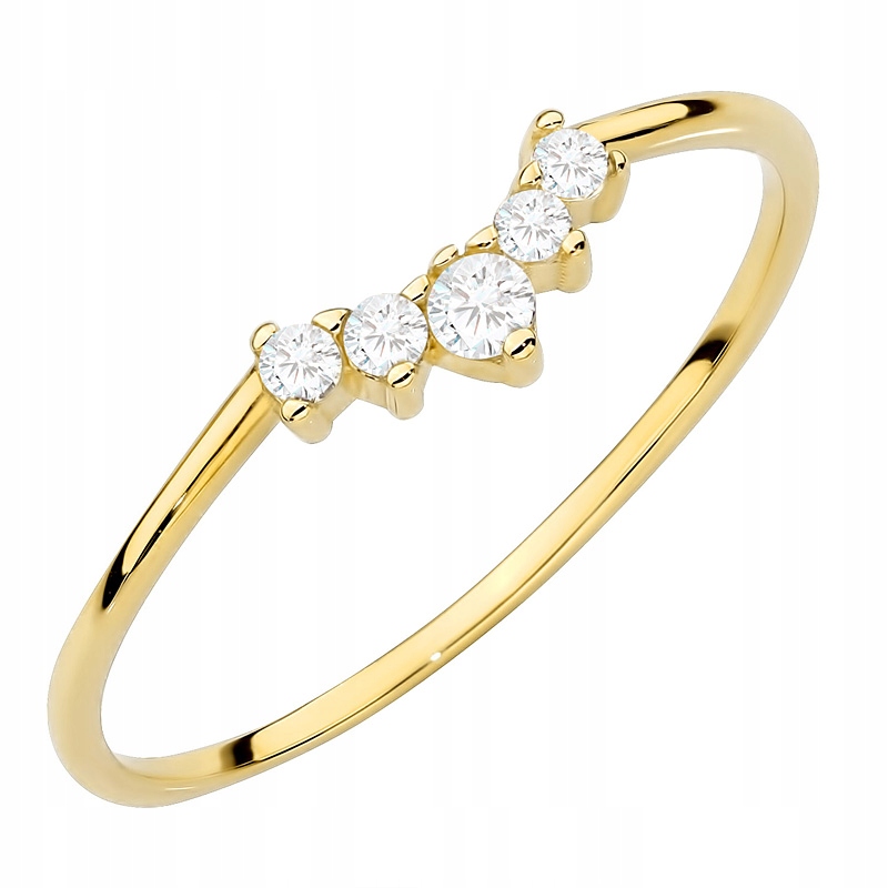 Zlatý Prstýnek Prsten Pr. 585 Diadem Tiára Zirkony 14k vel.16