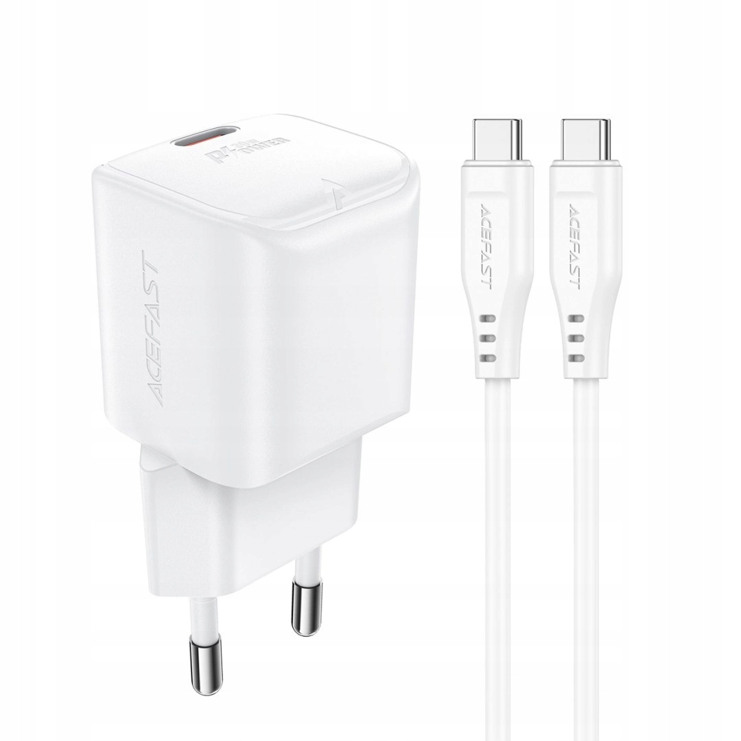 Ładowarka sieciowa Acefast A77 Mini Pd 30W GaN kabel Usb-c biała