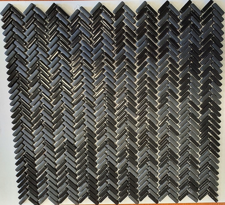 EL CASA ENAMEL HERRINGBONE NEGRO MIX SOFT/BRILLO