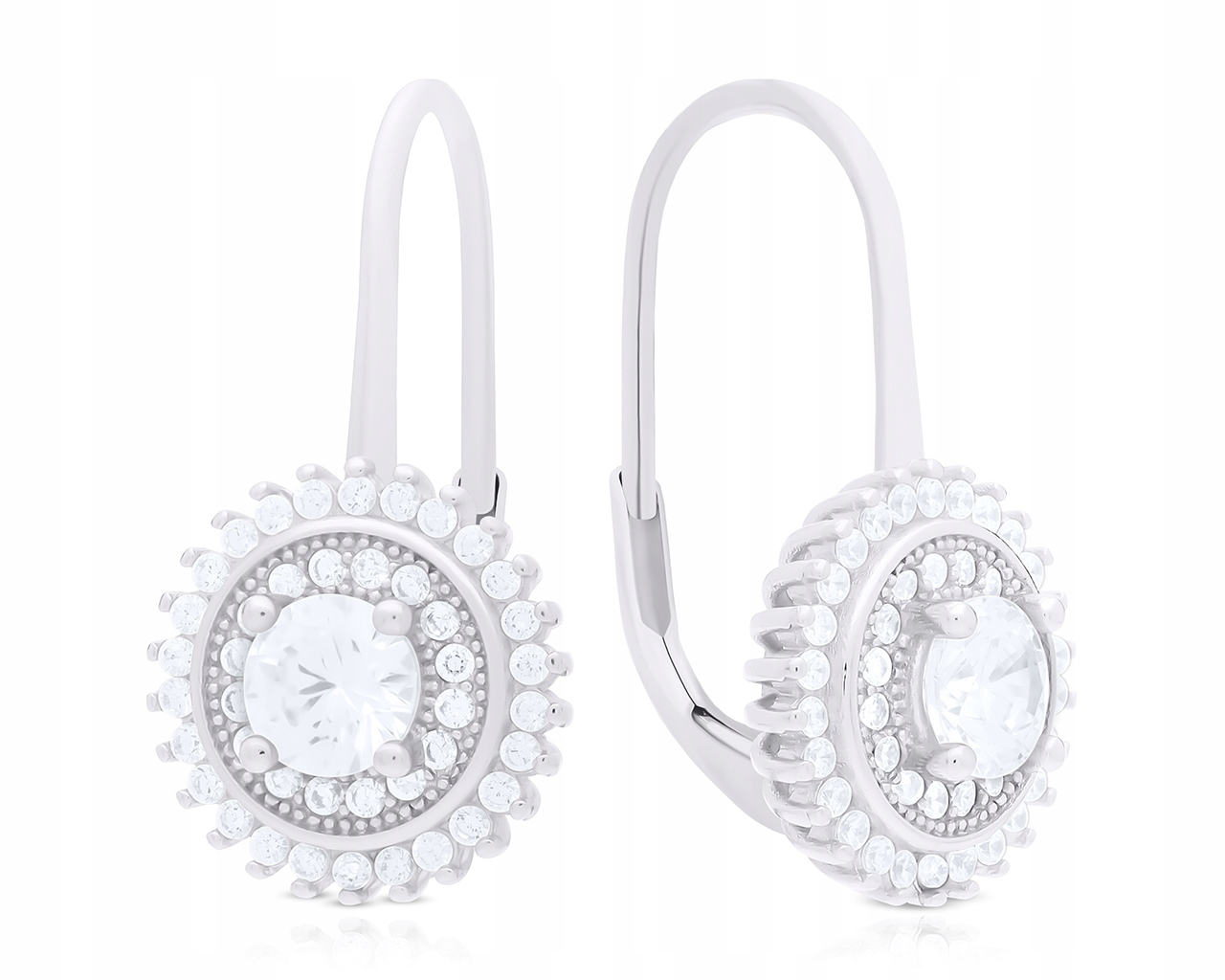 Stříbrné Náušnice Dámské s zirkony Závěsné Kulaté Stříbro Rod ryzost 925