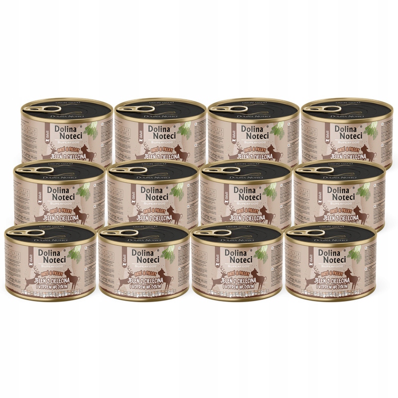 Krmivo pro kočky jelením a telecím masem Dolina Noteci Superfood 12 x 185 g