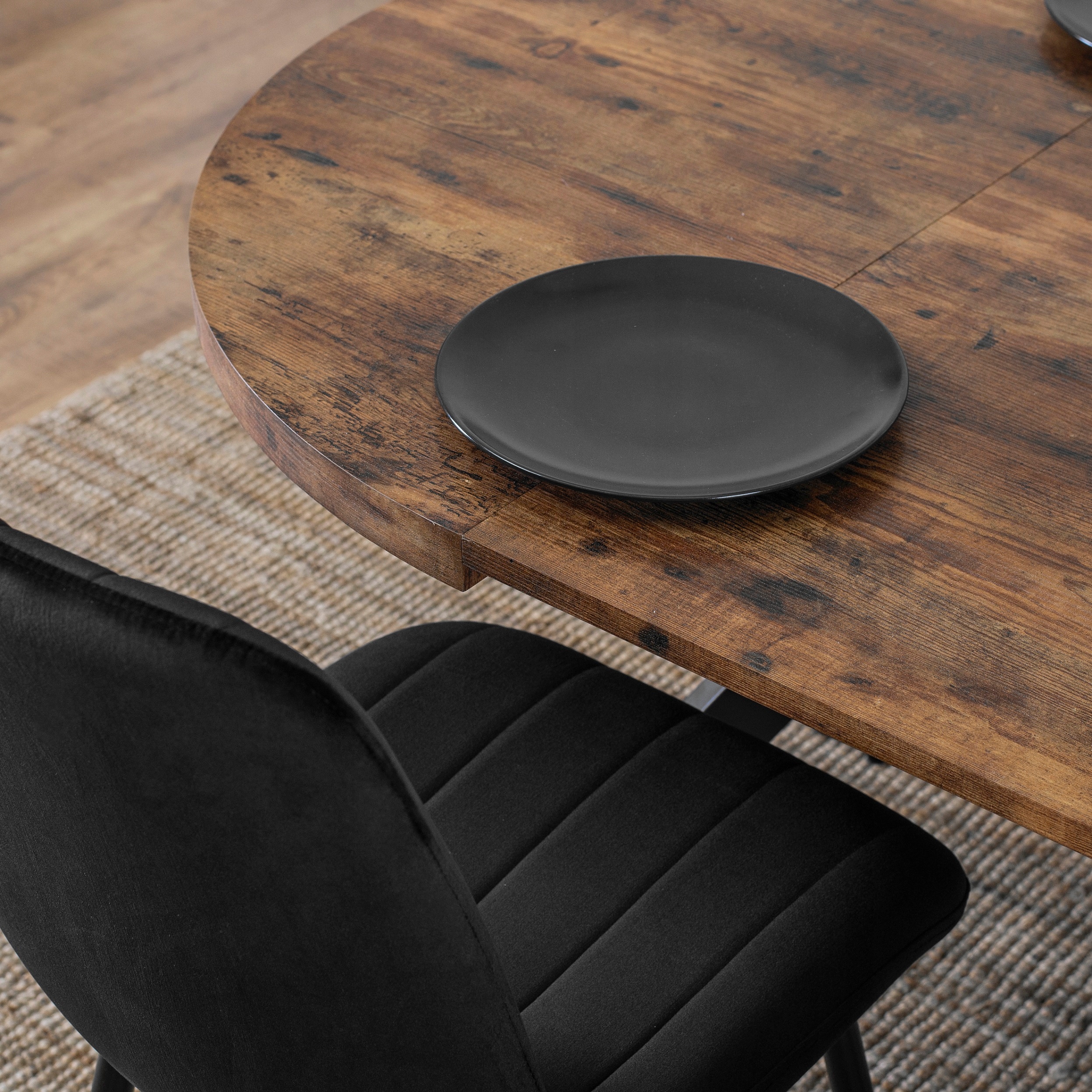 Stół Okrągły Rozkładany Nowoczesny Jadalnia Salon Loft Dąb Rustykalny LUKAS Materiał blatu płyta MDF