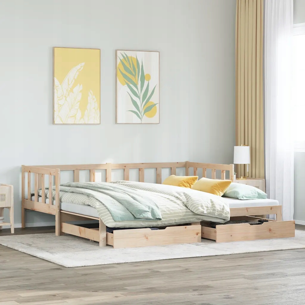 Válenda s přistýlkou a zásuvkami bez matrace 80x200 cm Hnědá 3302181