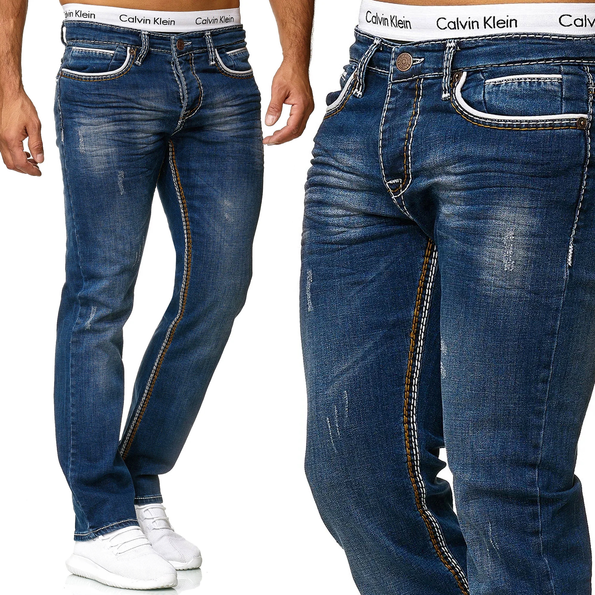 

Jeansy Spodnie Jeansowe Denim Regular Gruba Nić