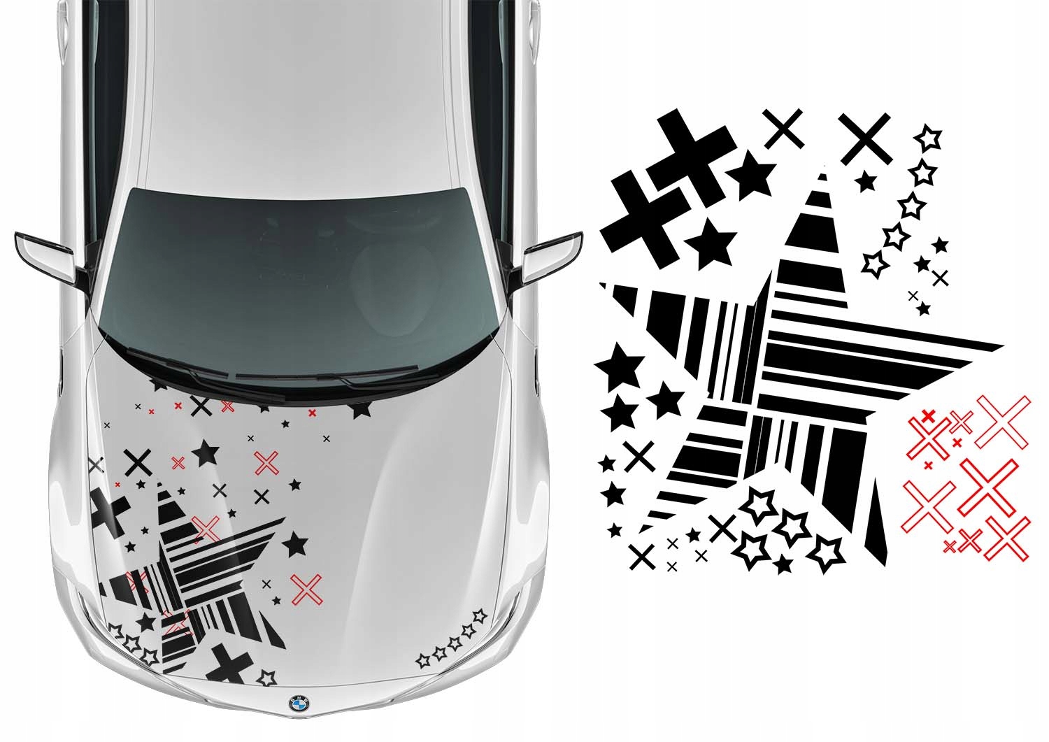 Samolepka Grafika na auto Masku Motiv Maskáčový Hvězda Hvězdy Stars 91x86