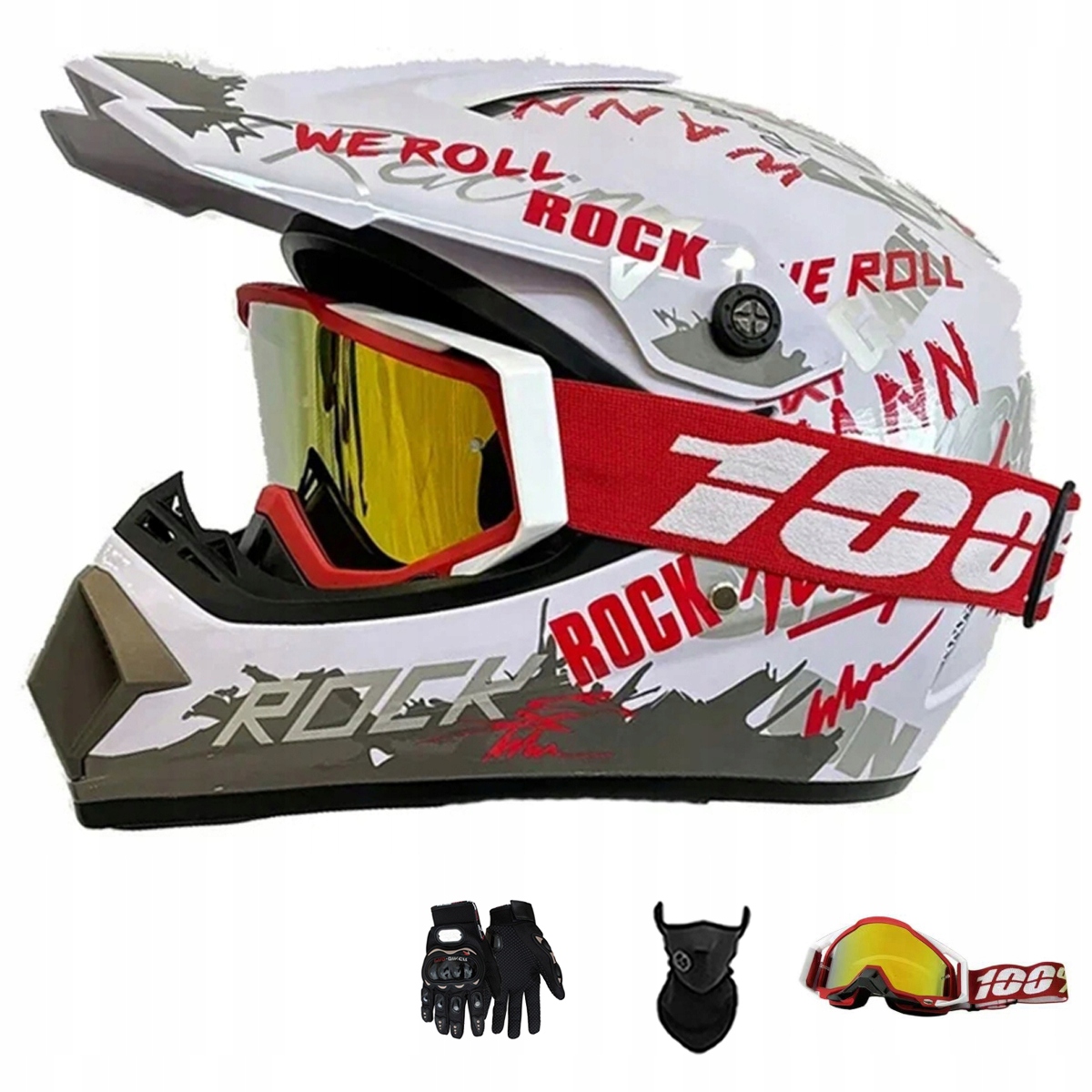 Motocyklová Přilba Lehká Enduro Quada Brýle Rukavice Maska XL