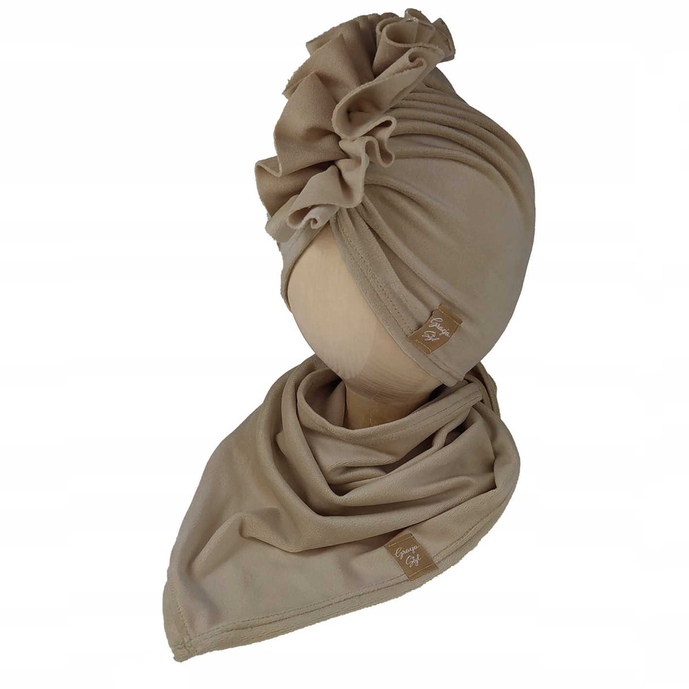 

Piękny zestaw Velur, Turban Chusta 48-51