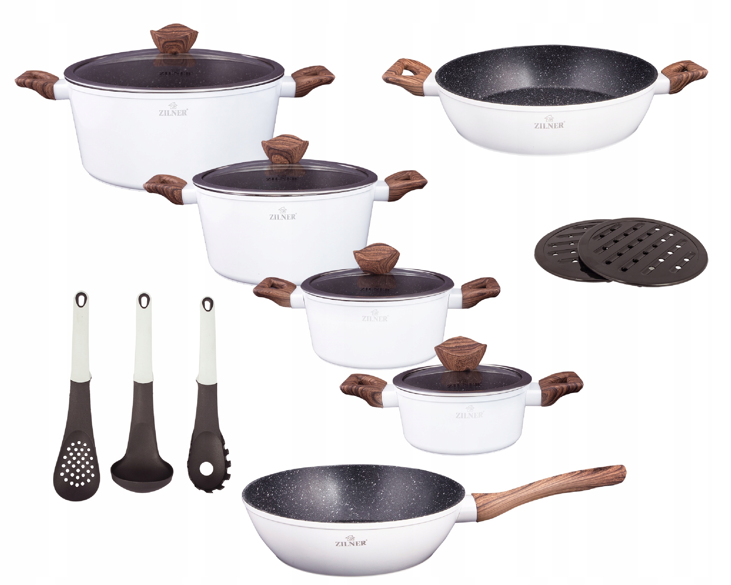 ZESTAW 15-CZĘŚCIOWY Z POWŁOKĄ MARMURKOWĄ LILLY BIĄŁY EAN (GTIN) 5903784085155