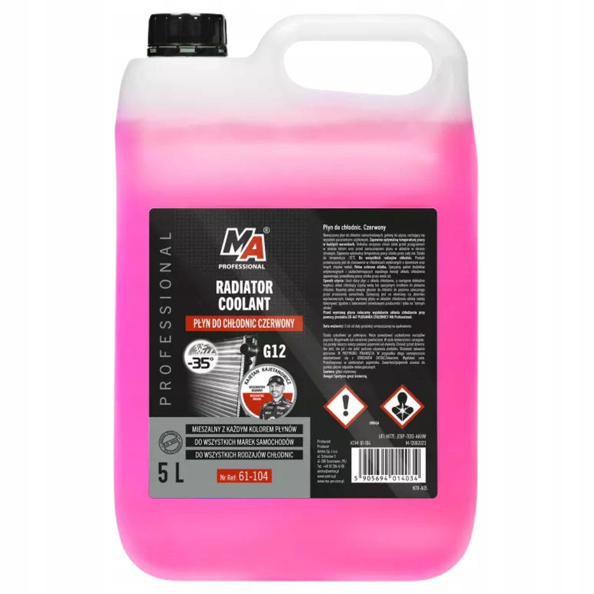 Płyn chłodniczy do chłodnic Czerwony G12 Moje Auto 5l -35C gotowy