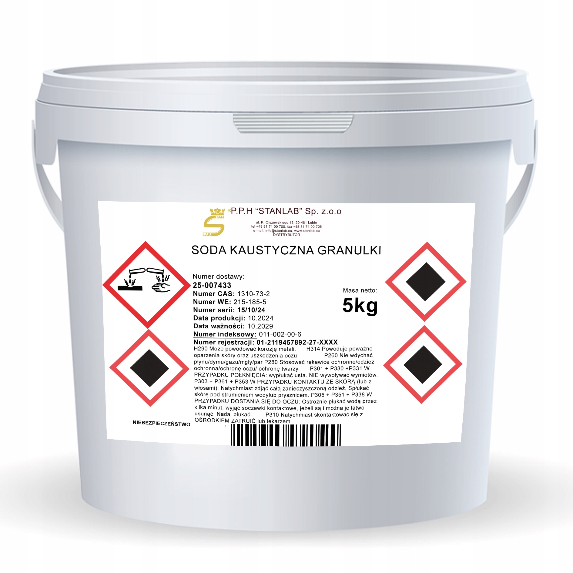 Levně Louh Sodný Kbelík Na Trubky Hydroxid Sodný 5 Kg