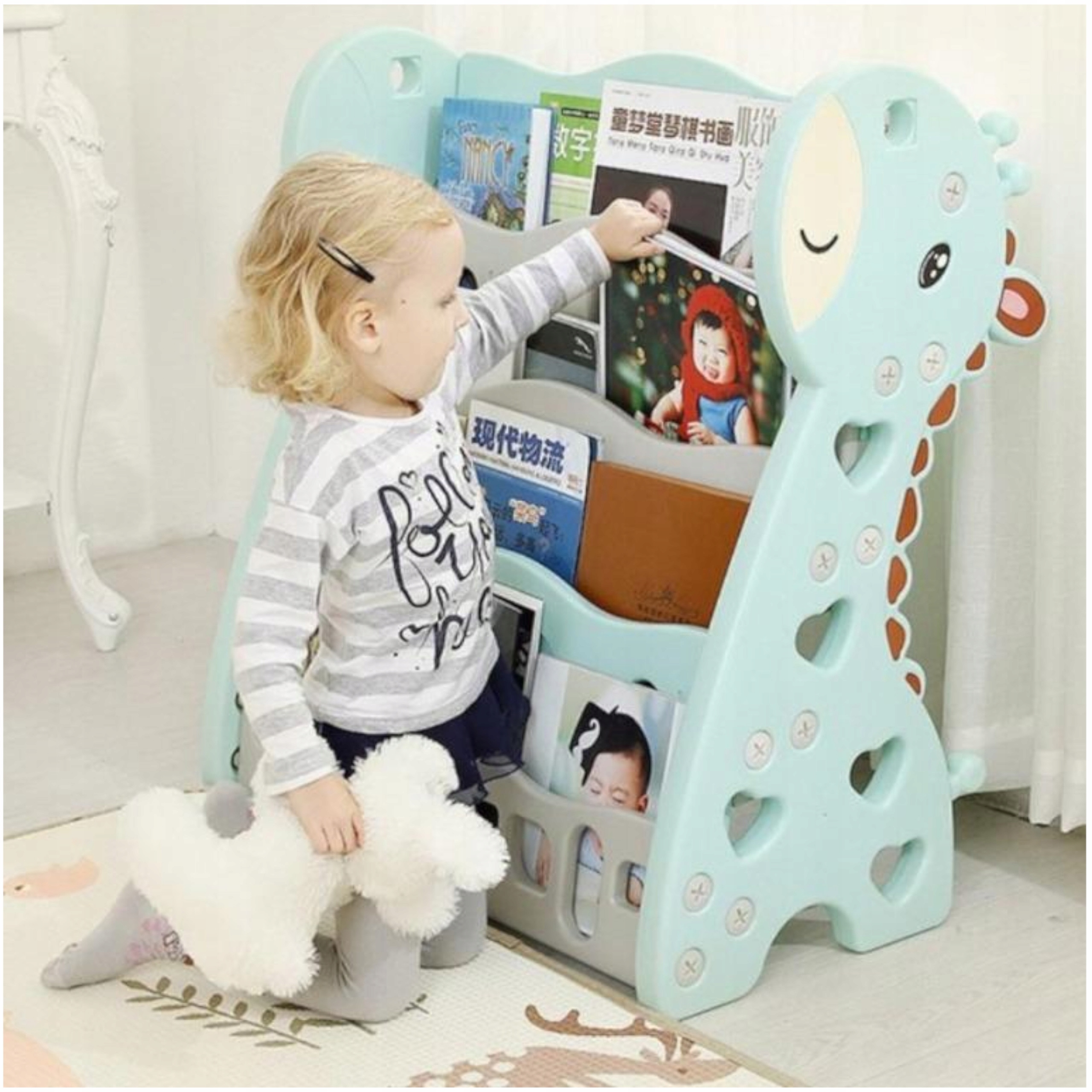 REGAŁ MONTESSORI NA KSIĄŻKI PÓŁKA SZAFKA ORGANIZER POKÓJ DZIECIĘCY Z33Z Kolor mebla odcienie zieleni