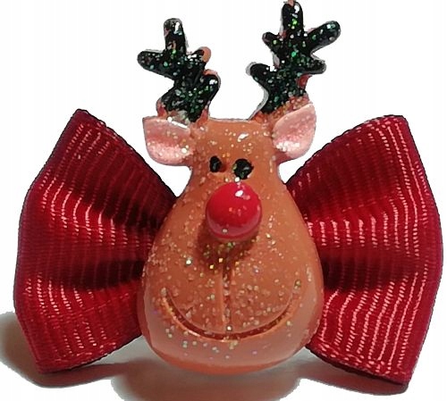 

Świąteczne Kokardki Bordo Renifer Rudolf Spinka