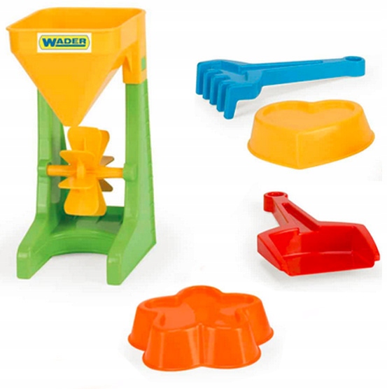 ZESTAW DO PIASKU MŁYNEK ŁOPATKA 2 FOREMKI WADER