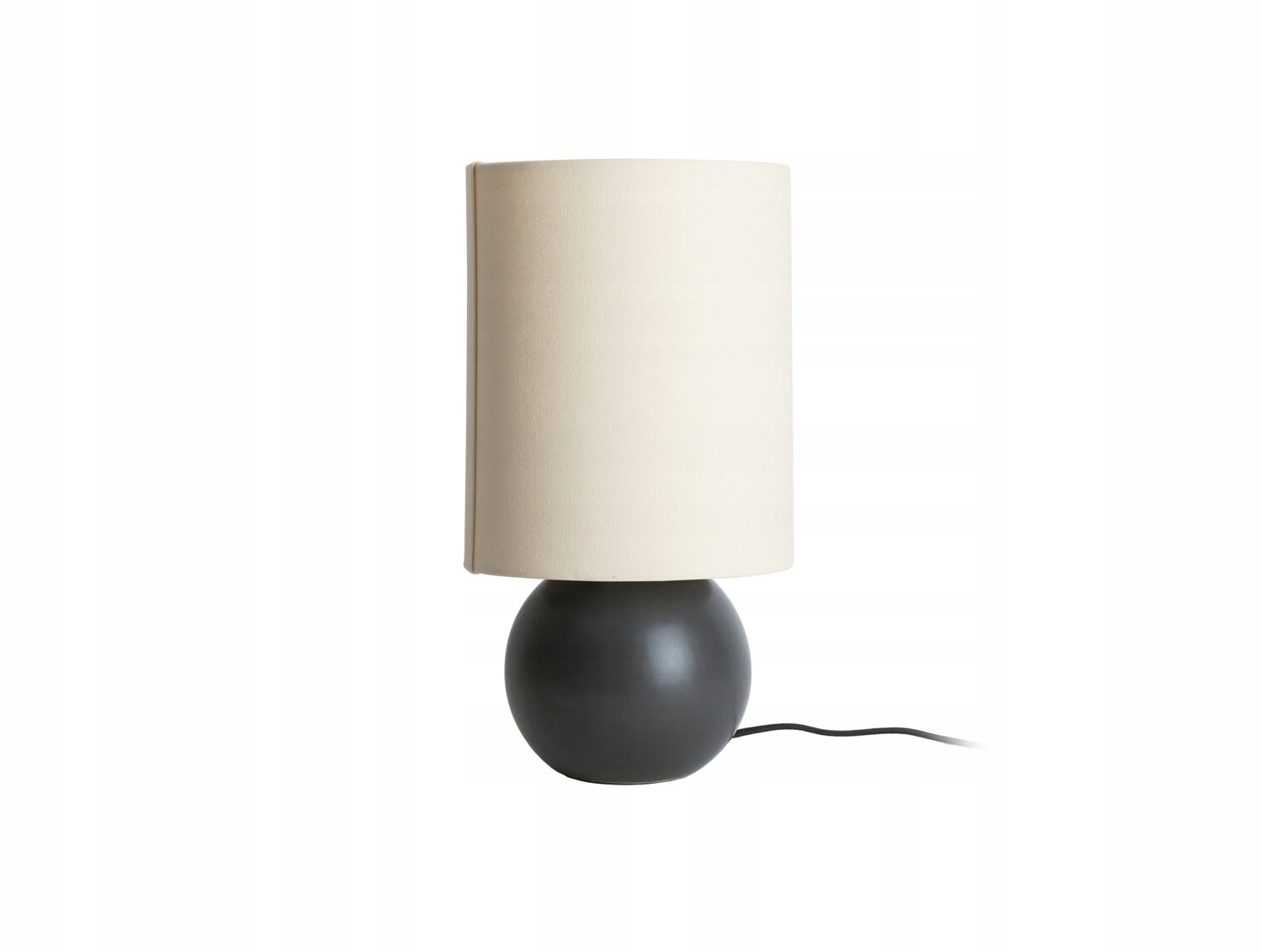 Stolová Lampa Keramická Guľa Čierna Klosz Z Plátna Béžová Ø 16 cm