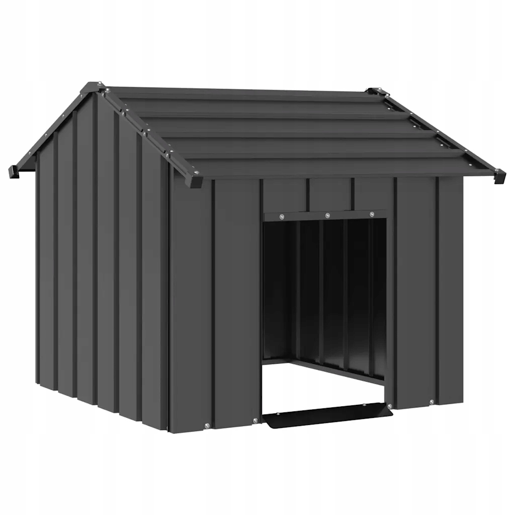 Levně Psí bouda se střechou černá 85x107x81 cm pozinkovaná ocel Antracitová 41009