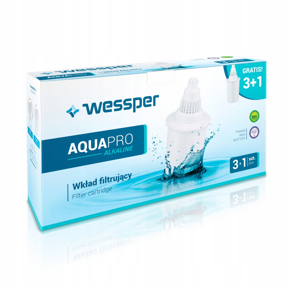 

4 szt Wkład Wody Dzbanka Wessper AquaPro Alkaline