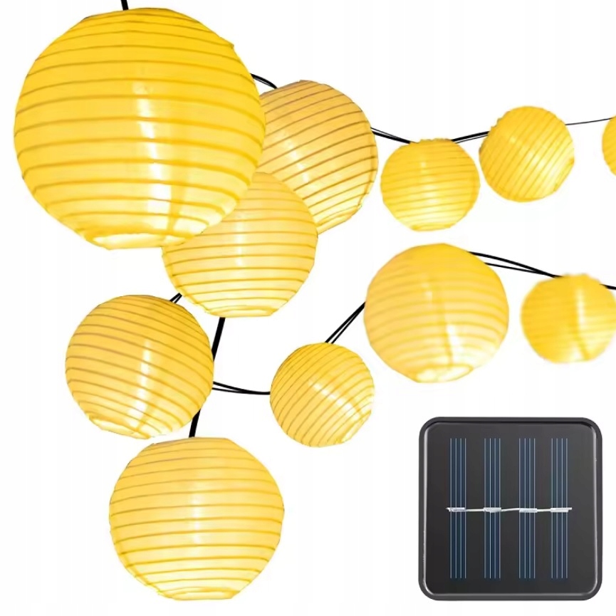 Solární Zahradní Lampy Papírové Lampiony Světelná Girlanda 30 Led 6 M