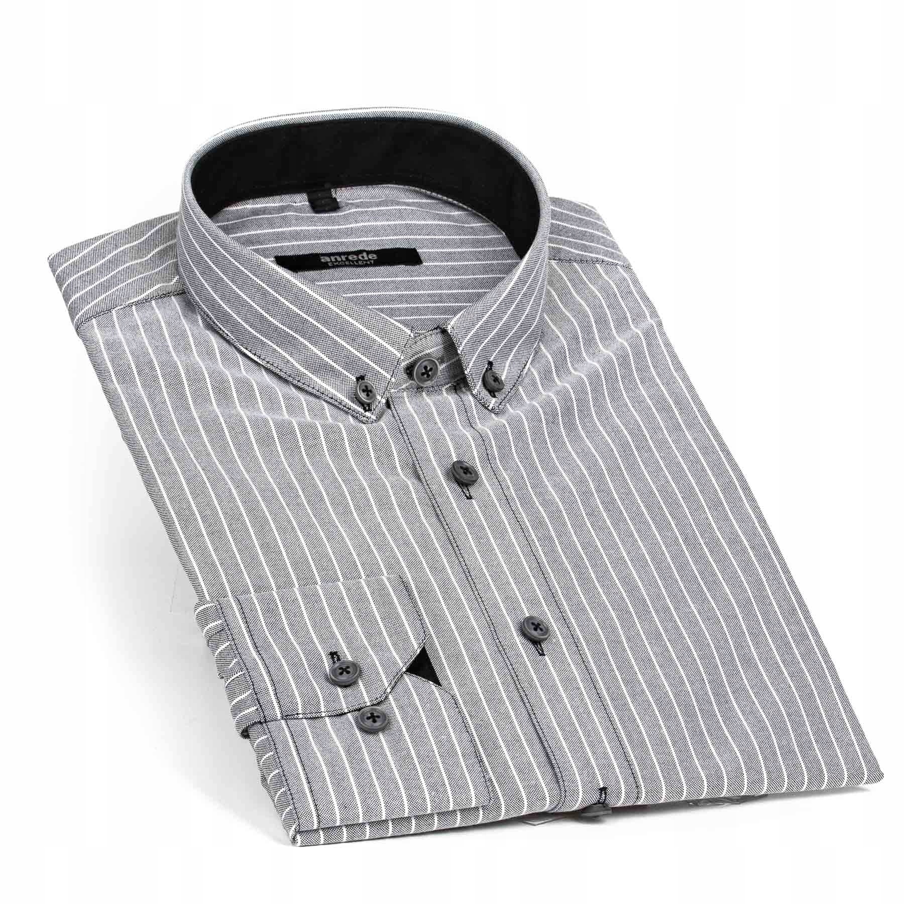 Luxusní pánská košile Anrede Šohaj Strážnice, šedá silný proužek 5847 Es…