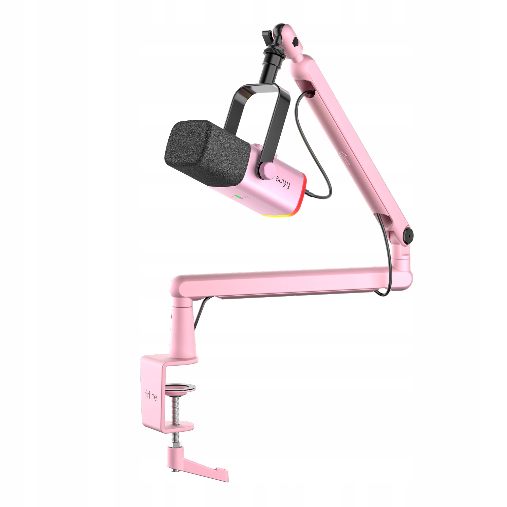 Dynamický štúdiový mikrofón Fifine TAM8P Xlr/usb so statívom ružový