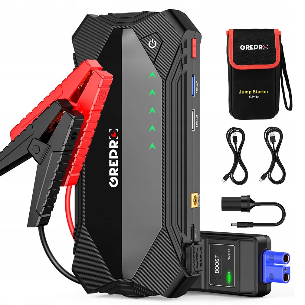 Grepro Powerbank Štartovacie káble 3000A Usb 12V Led Kompas