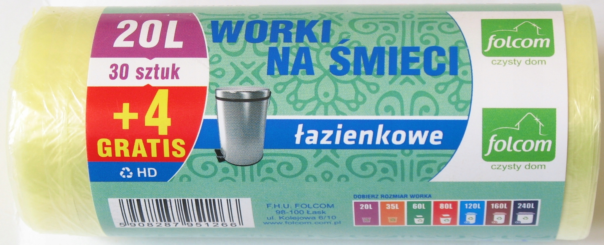 

Worki Hd Na Śmieci 20L/34 Szt. Łazienkowe Żółte