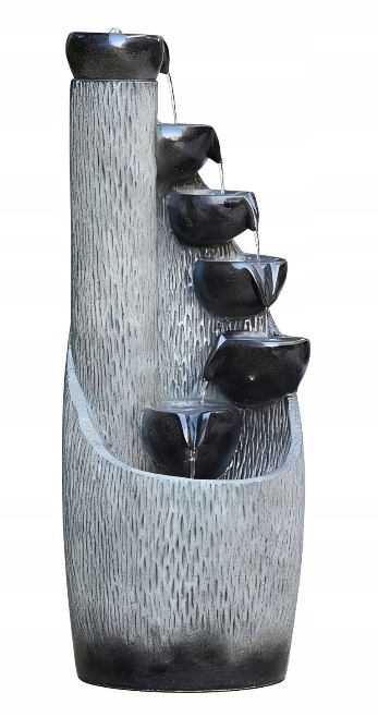 Fontanna Ogrodowa Tarasowa 6 Mis 37x31x96 cm Oświetlenie Led
