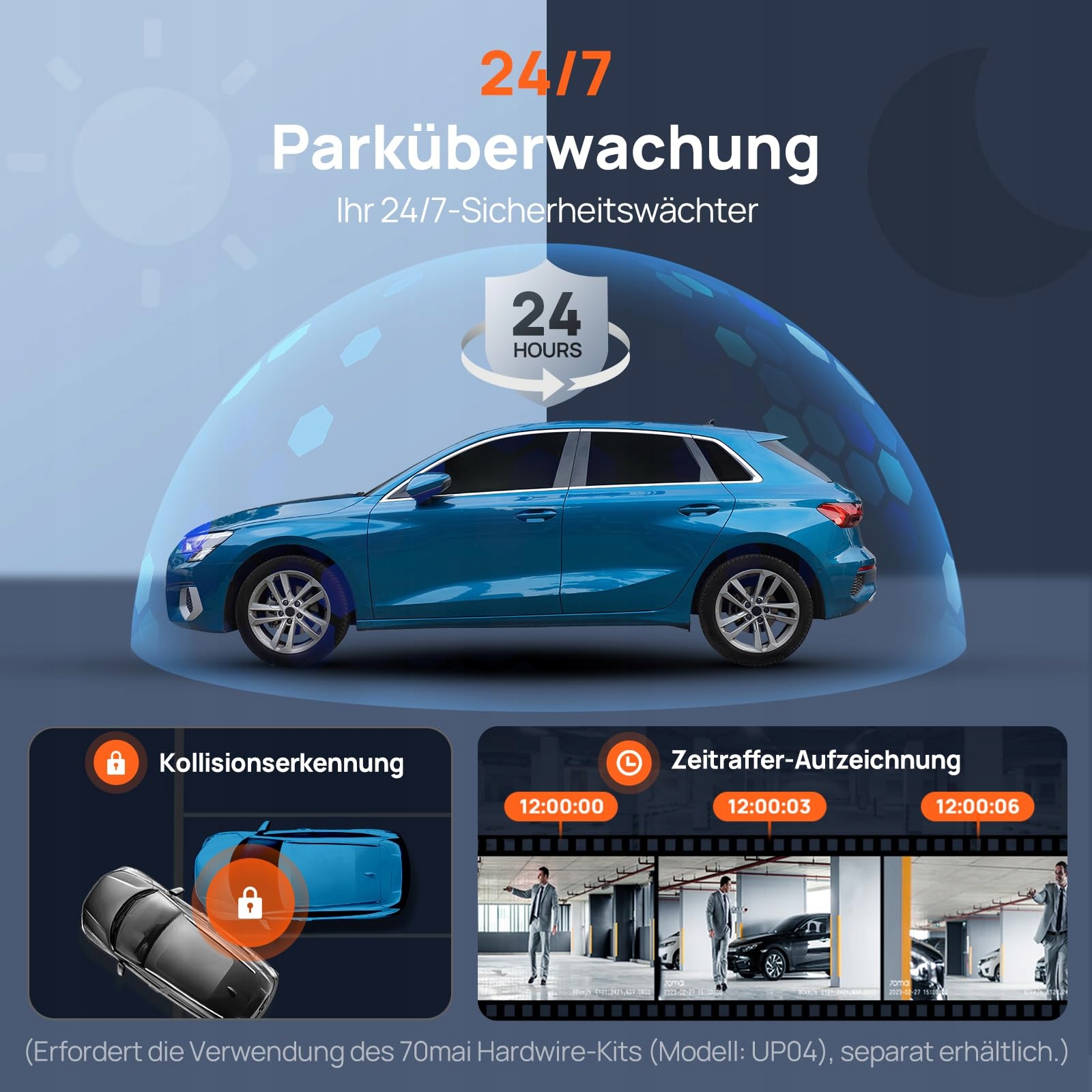 70MAI Kamera Samochodowa 4K 360 Stopni Przód Tył GPS WiFi AI Nocna Wizja — miniatura 4