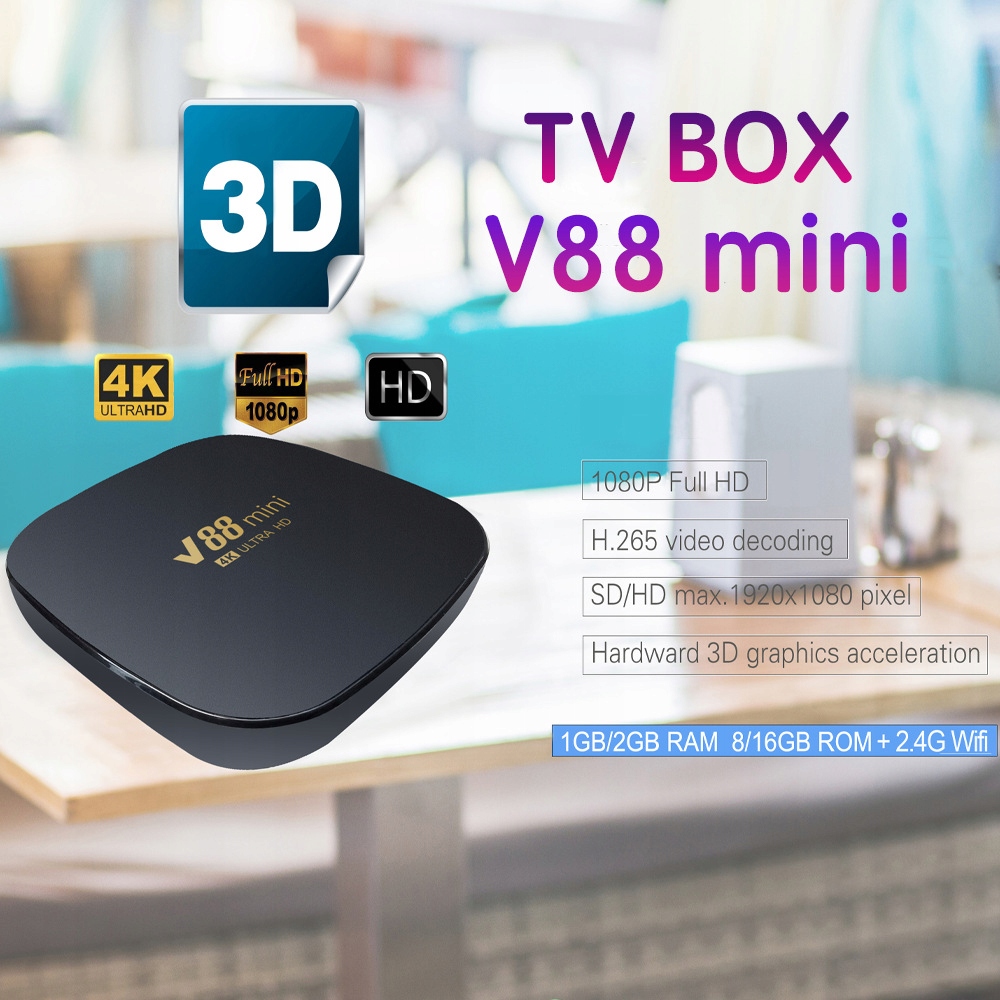 Hot sales V88 mini Android 7.1 network TV set-top box 4K HD