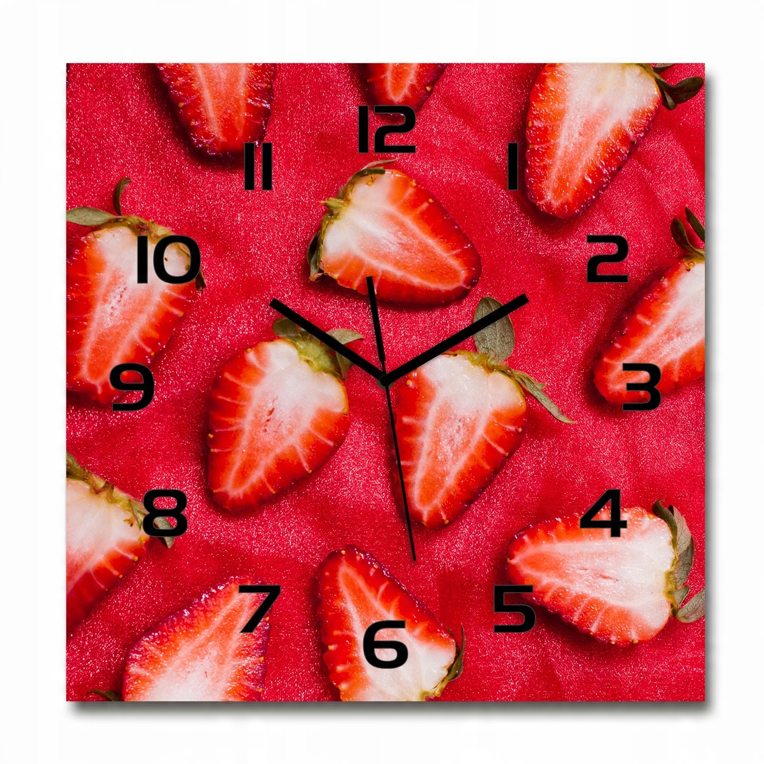 

Cichy szklany zegar Pokrojone truskawki 60x60 cm