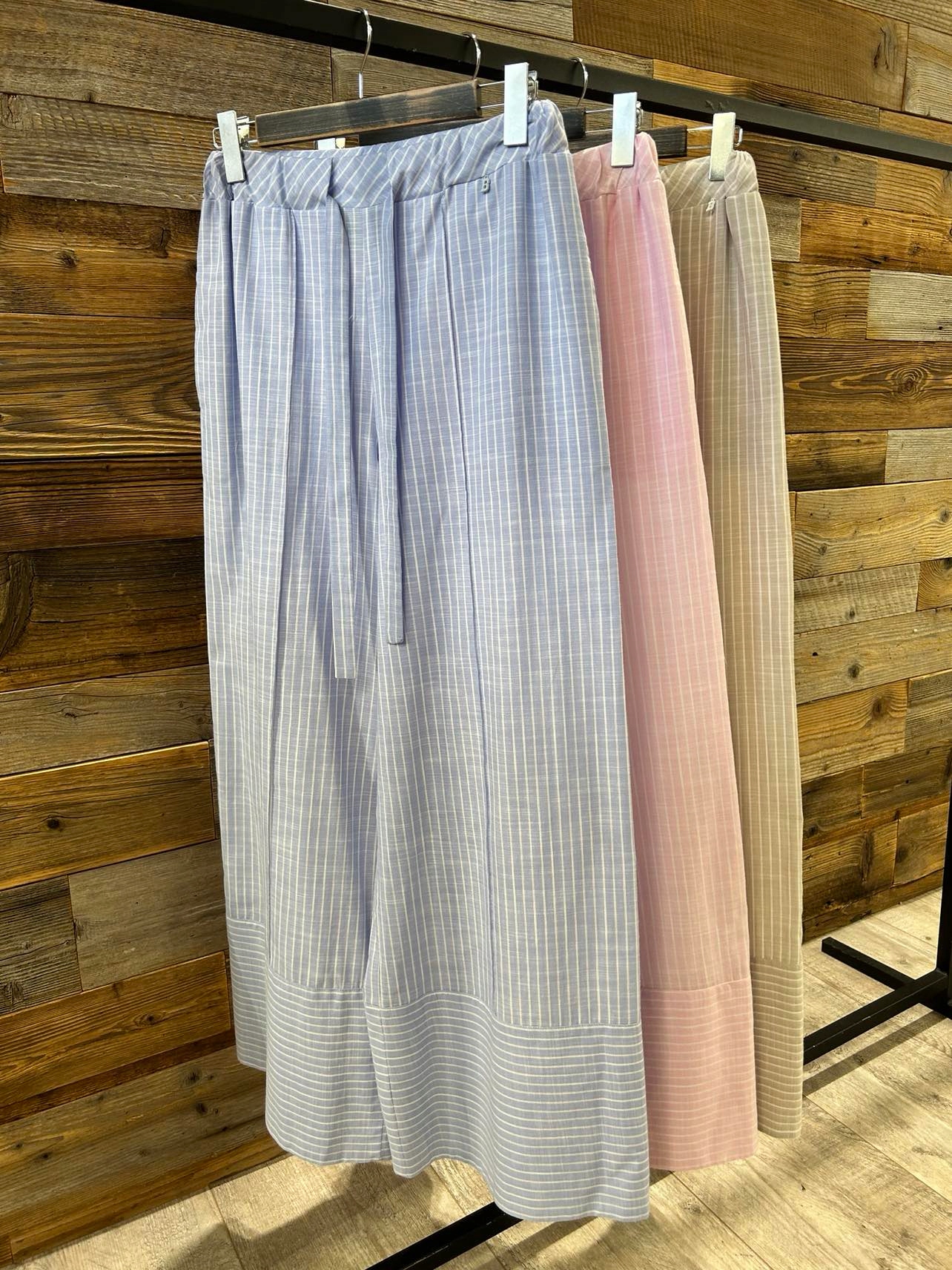 By O La La! Kalhoty Wide Leg Pruhované Modré S 36