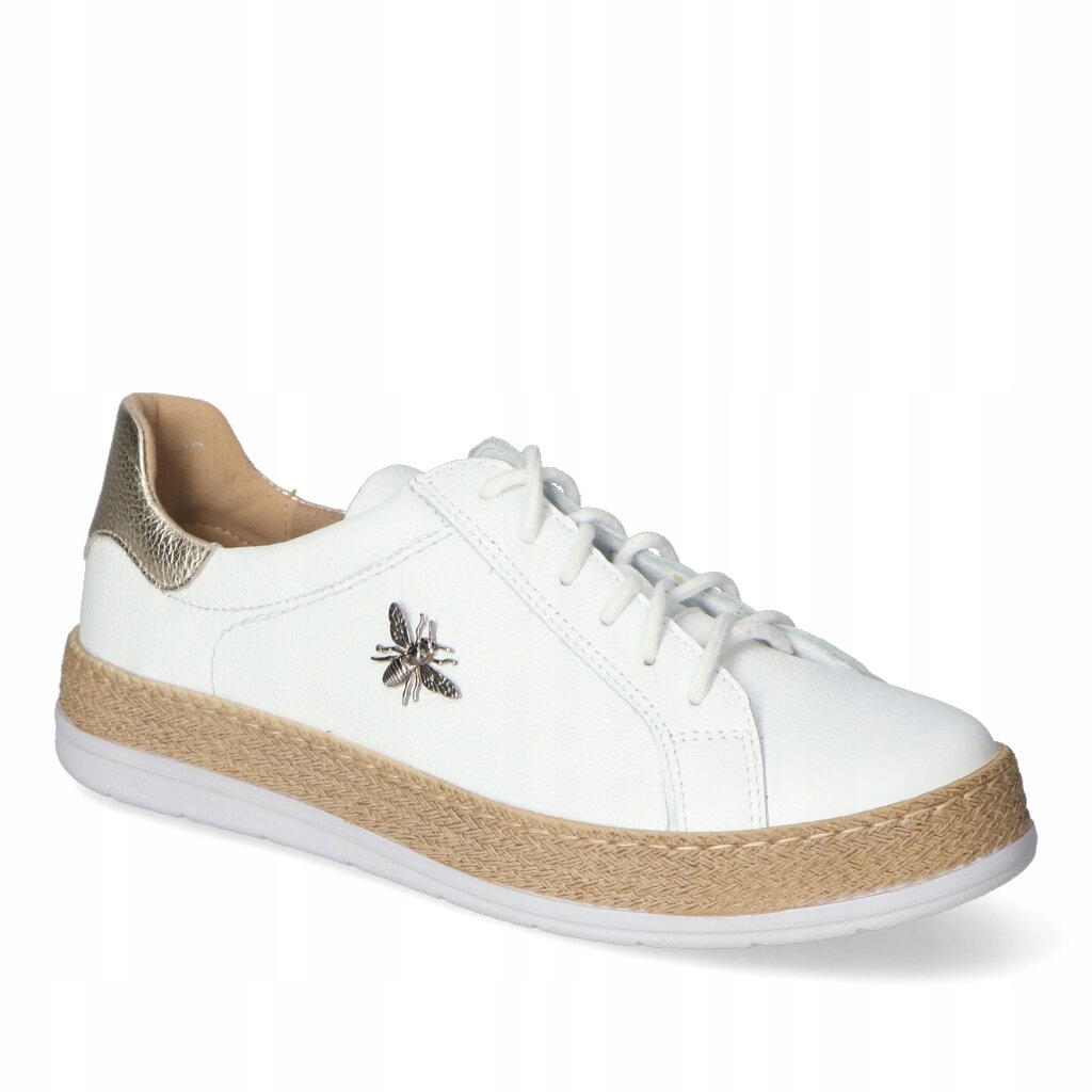 Dámské tenisky Waldi Bílé Floter+Zlato Kožené s ozdobou 41